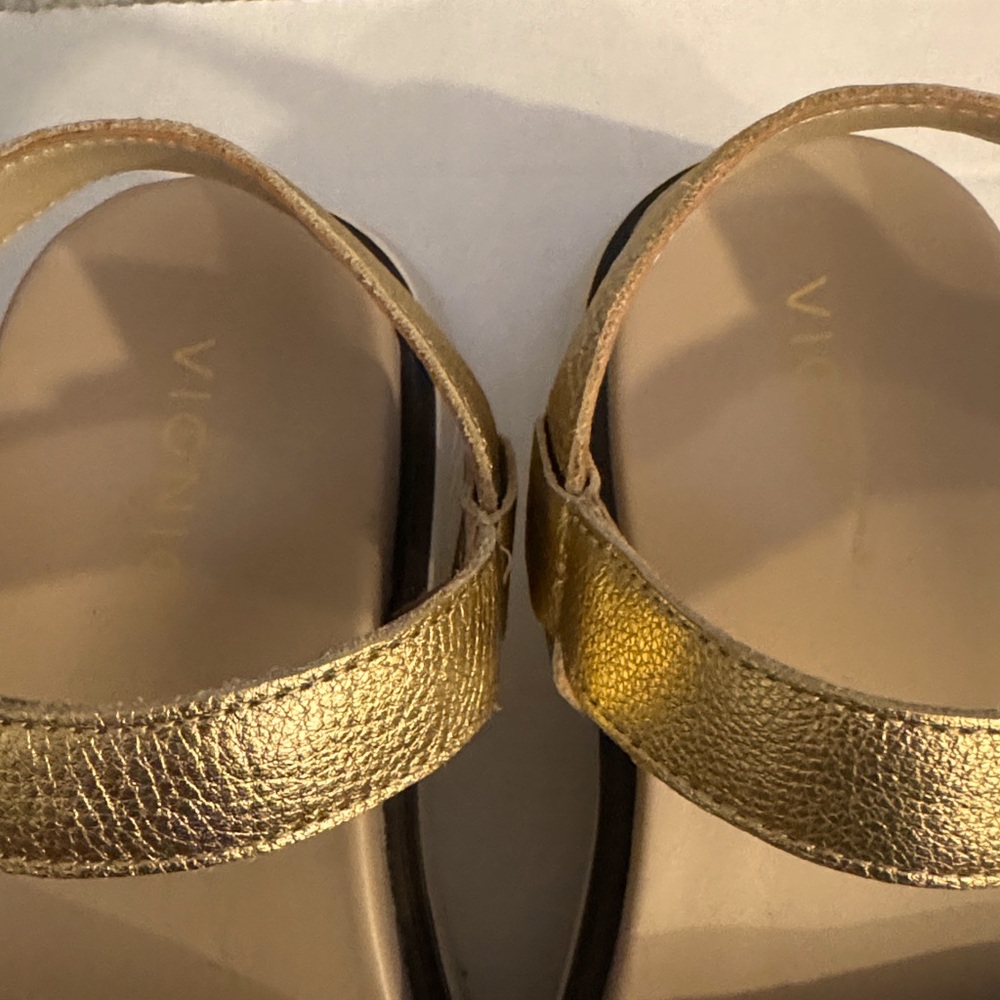 Vionic Metallic Gold Leather Strappy Sandals - Picture 3 of 5